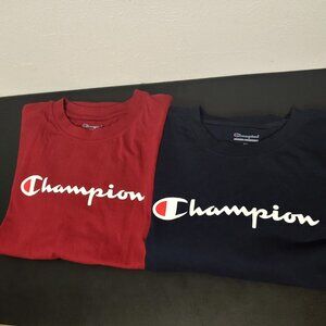 Champion Men's Classic Script Logo Short Sleeve T Shirt Set of 2